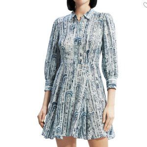 THEORY Vol Mini Shirtdress Teal/Cream (6)